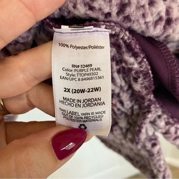 Time and Tru Women’s Snowtipped Purple Fluffy Jacket Size 2X - Picture 4 of 7